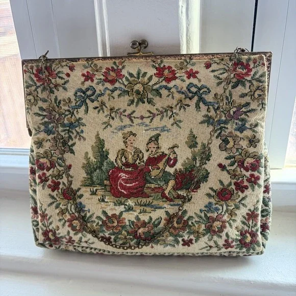 Vintage Walborg De Pinna French Tapestry Kiss Lock Clutch Purse Made in France - Picture 6 of 10